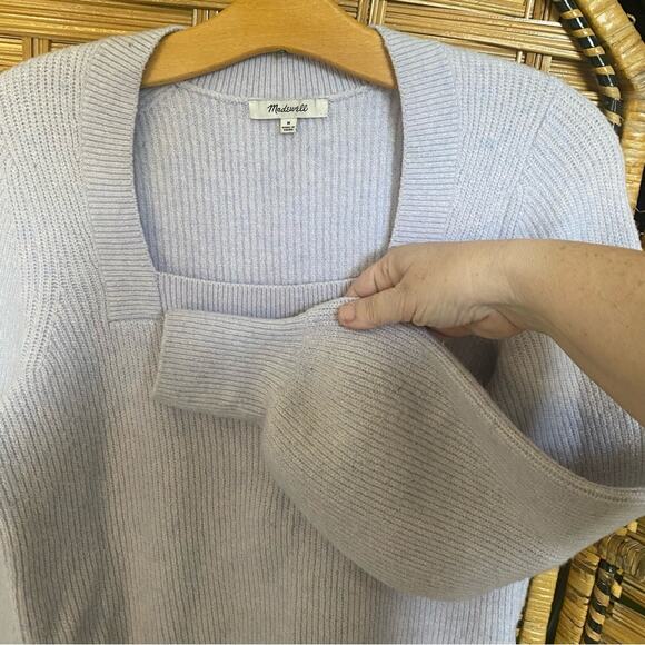 Madewell purple Lilac square Neck Sweater with Balloon Sleeves medium - Picture 2 of 8